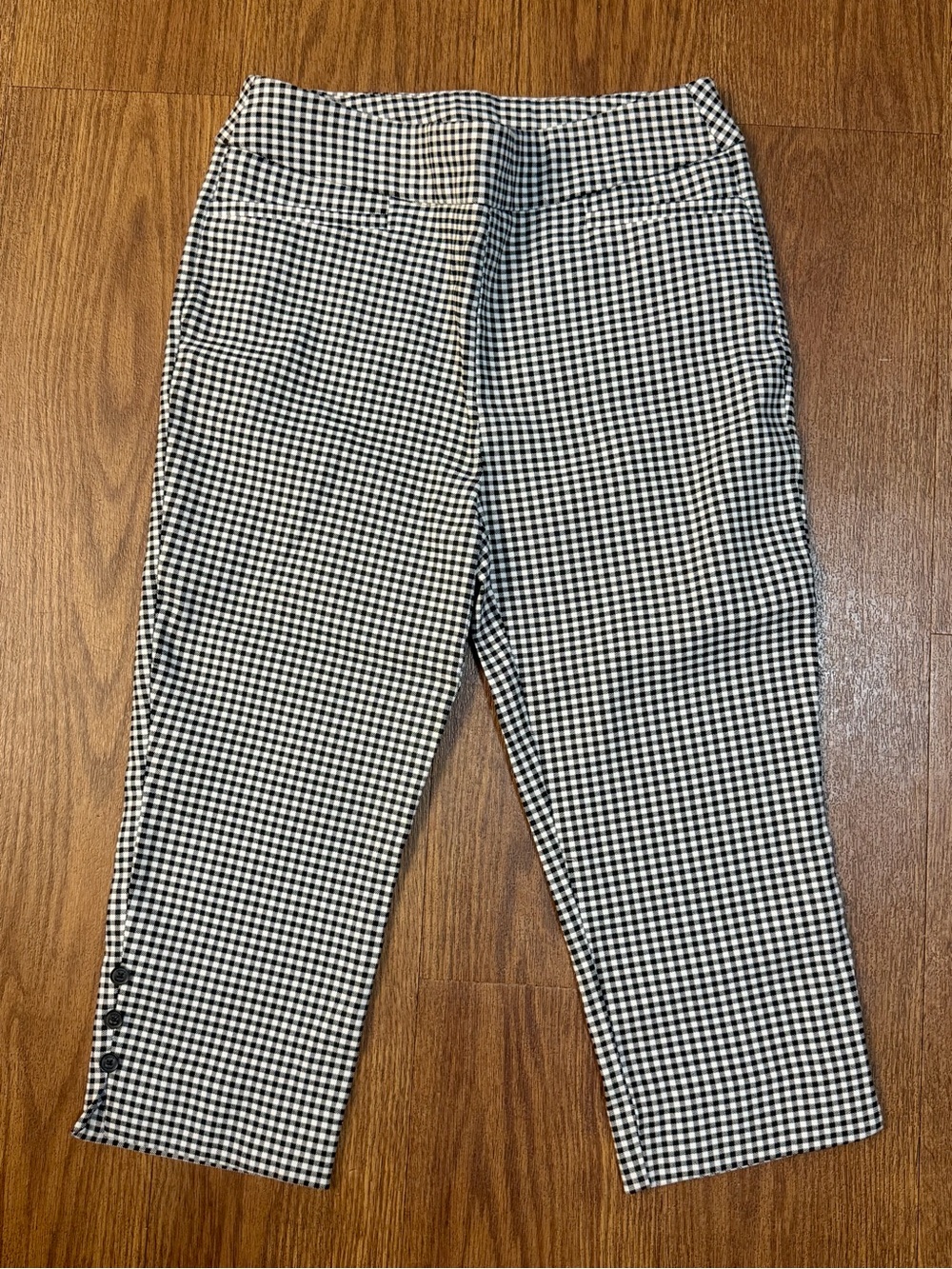 Chico’s Black White Gingham Pull-On Crop Pants US 2